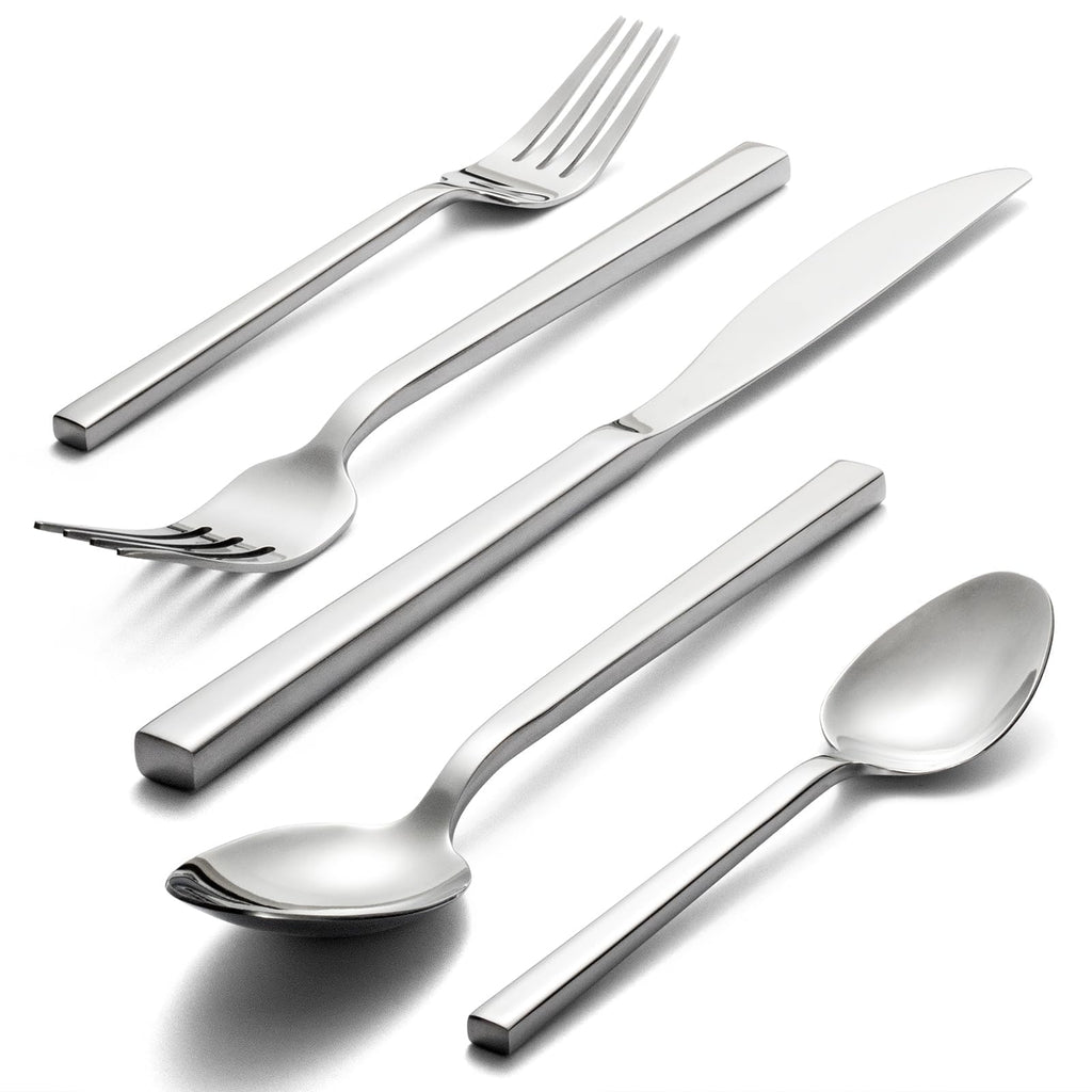 Alata Cube 20-Piece Forged Flatware Set, Service for 4, Mirror Finish