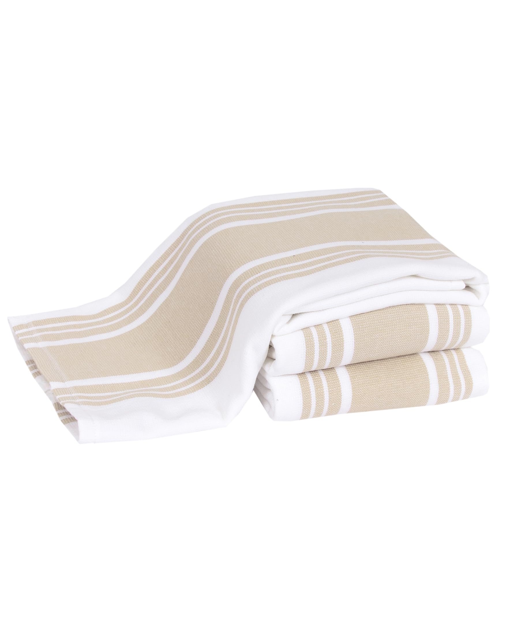 All-Clad Dual-Purpose Kitchen Towels: Highly Absorbent - 100% Cotton, 17"x30" Dish Towels for Cleaning & Drying Dishes & Glassware, 3-Pack, Cappuccino