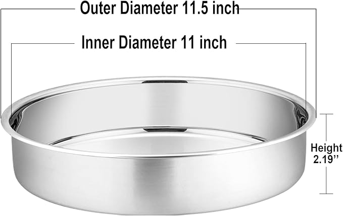 P&P CHEF Cake Pan Set of 4, Stainless Steel Baking Round Cake Pans Tins Bakeware for Birthday Wedding, Leak-proof & Easy Clean, Mirror Finish & Easy Releasing, 11 Inch