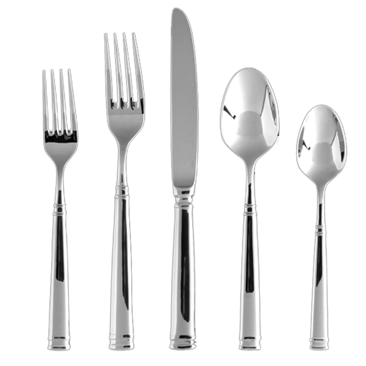 FORTESSA Bistro 18/10 Stainless Steel Flatware, 20 Piece Place Setting With Table Knives, Forks and Spoons (Service For 4), Dishwasher-Safe, Mirrored