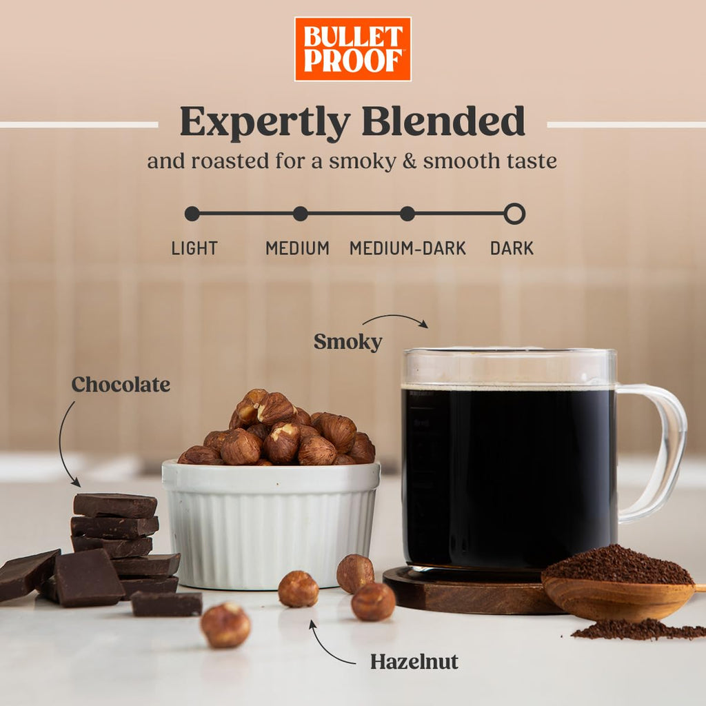 Bulletproof French Kick Dark Roast Ground Coffee, 12 Ounces, 100% Arabica Beans, Clean Coffee Tested for Toxins, Packaging May Vary