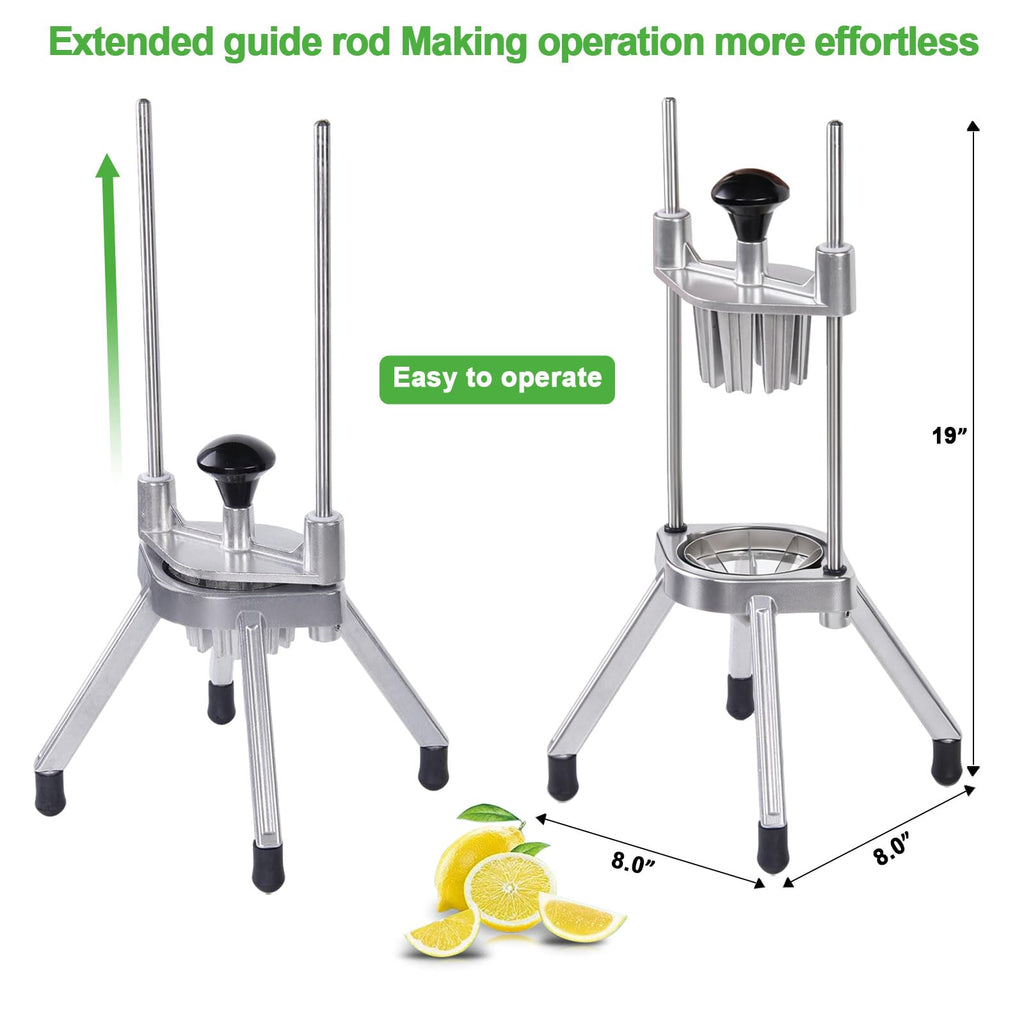 Commercial Lemon Cutter 4-Section with V-Shaped 420 Stainless Steel Blades，Easy Wedger Stainless Steel Blade Fruit Lime Slicer NSF Certified Easy-to-Use for Bar Restauran