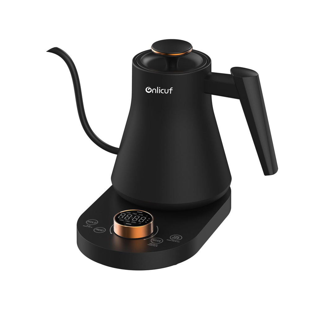 Onlicuf Gooseneck Electric Kettle 0.8L (27oz) - 1000W Rapid Fast Boiling Tea Kettle with Auto Shut Off & Boil-Dry Protection, Stainless Steel Leak-Proof Water Boiler for Pour Over Coffee, Black
