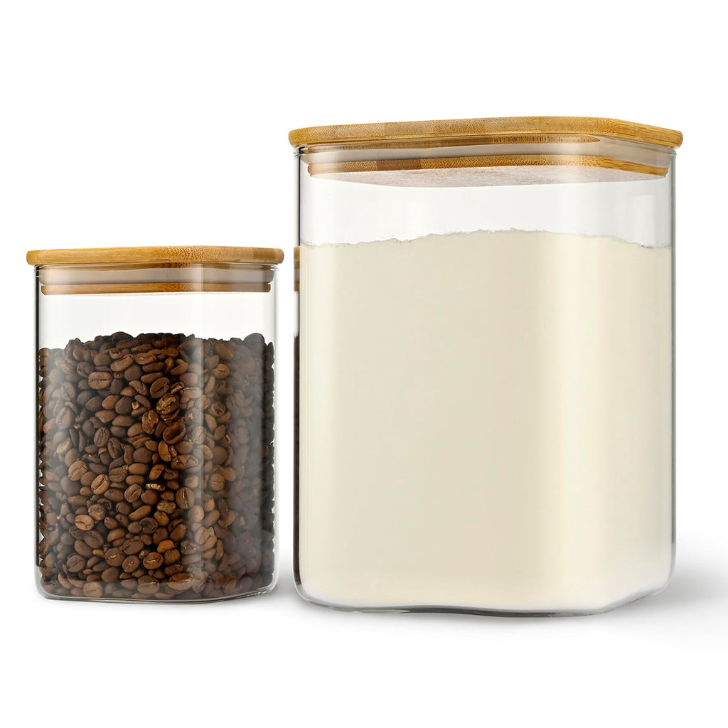 D2scrma 115oz/3.6Qt/3400ml Square Glass Storage Containers with Lids 2-Pack