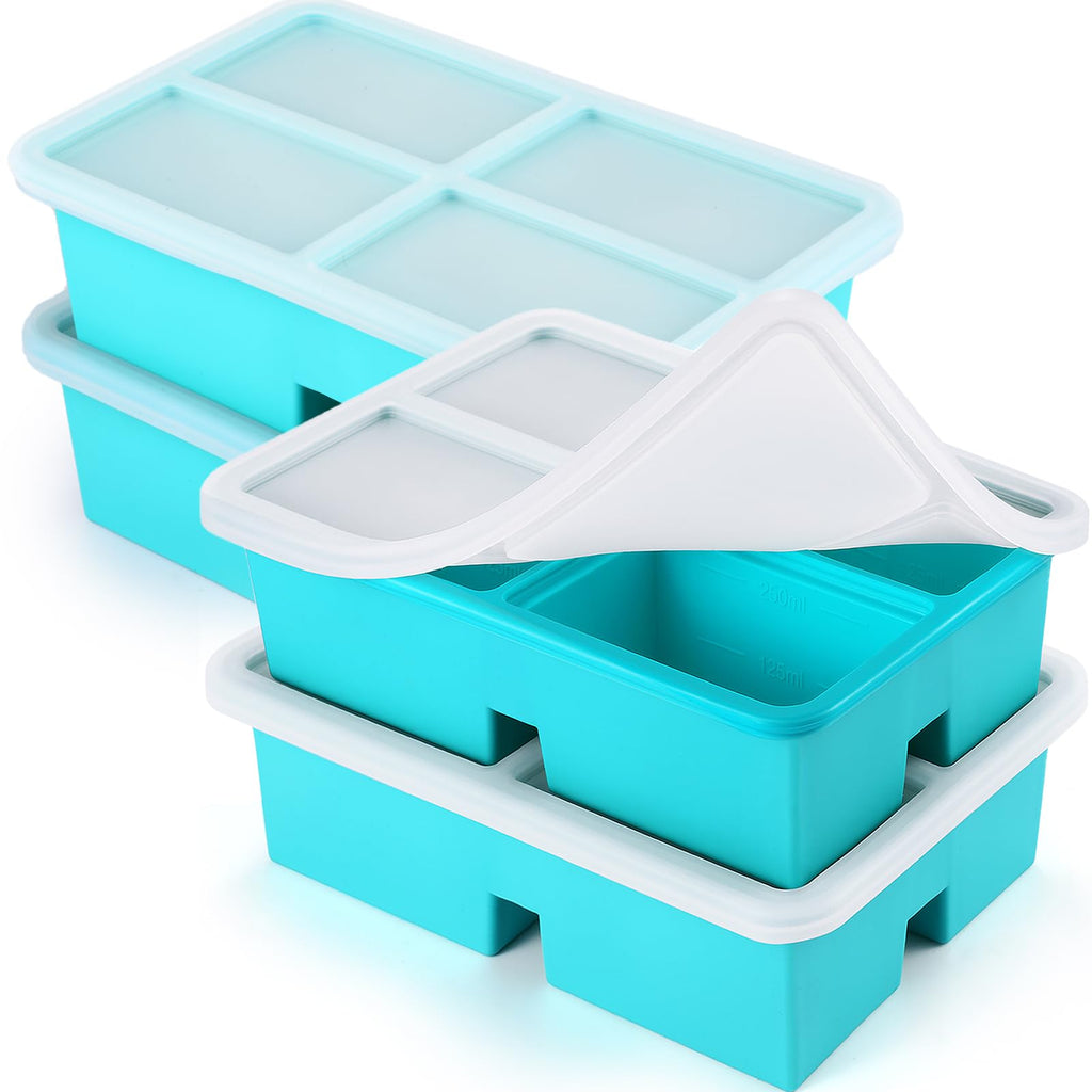 BIONMAPLE 2 PACK 1 Cup Silicone Freezer Trays With Lid For Freeze & Store Soup, Broth, Leftovers, Microwave-safe Soup Freezer Container - Purple