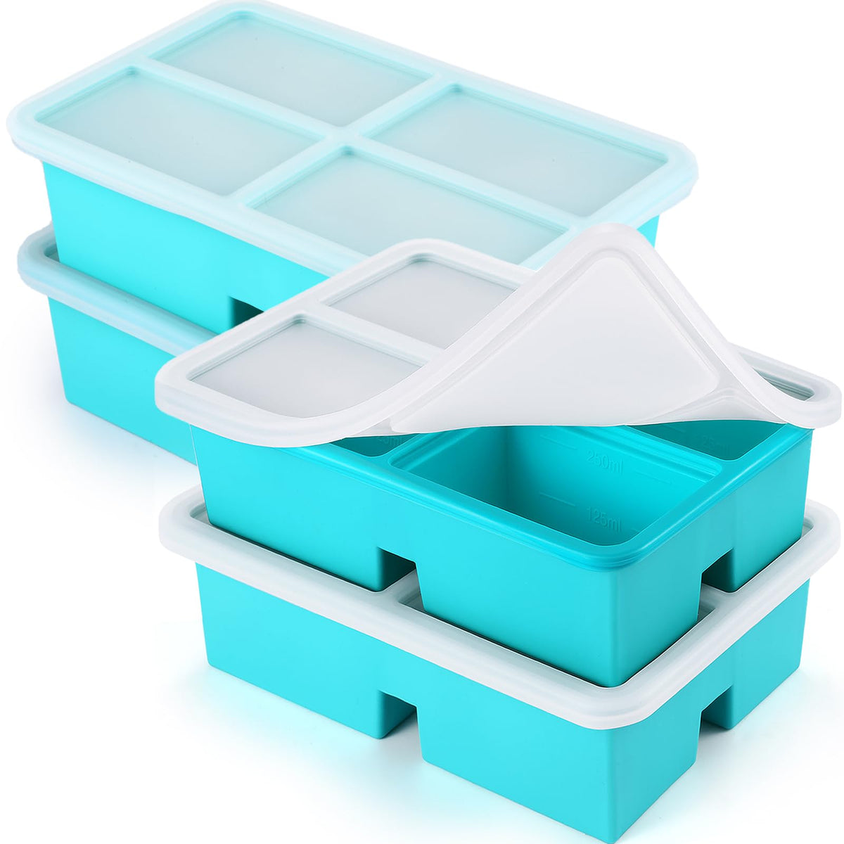 BIONMAPLE 2 PACK 1 Cup Silicone Freezer Trays With Lid For Freeze & Store Soup, Broth, Leftovers, Microwave-safe Soup Freezer Container - Purple