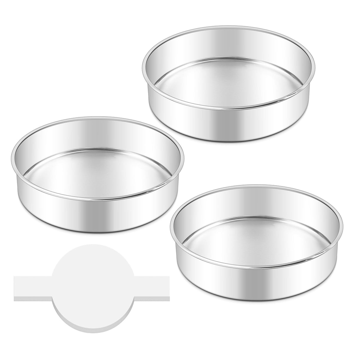 LIANYU 6 Inch Cake Baking Pans Set of 4, Stainless Steel Round Cake Bake Pan Non Stick, Fit in Pot Pressure Cooker Air Fryer, Healthy & Toxic Free, Leak-proof & Dishwasher Safe, Black