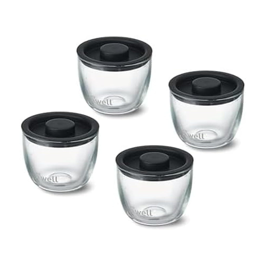 S'well 12oz Glass Prep Bowl Set of 4 for Easy Meal Prep, Black, Durable Tempered Glass, Nesting Design Compatible with 21.5oz S'well Eats Containers