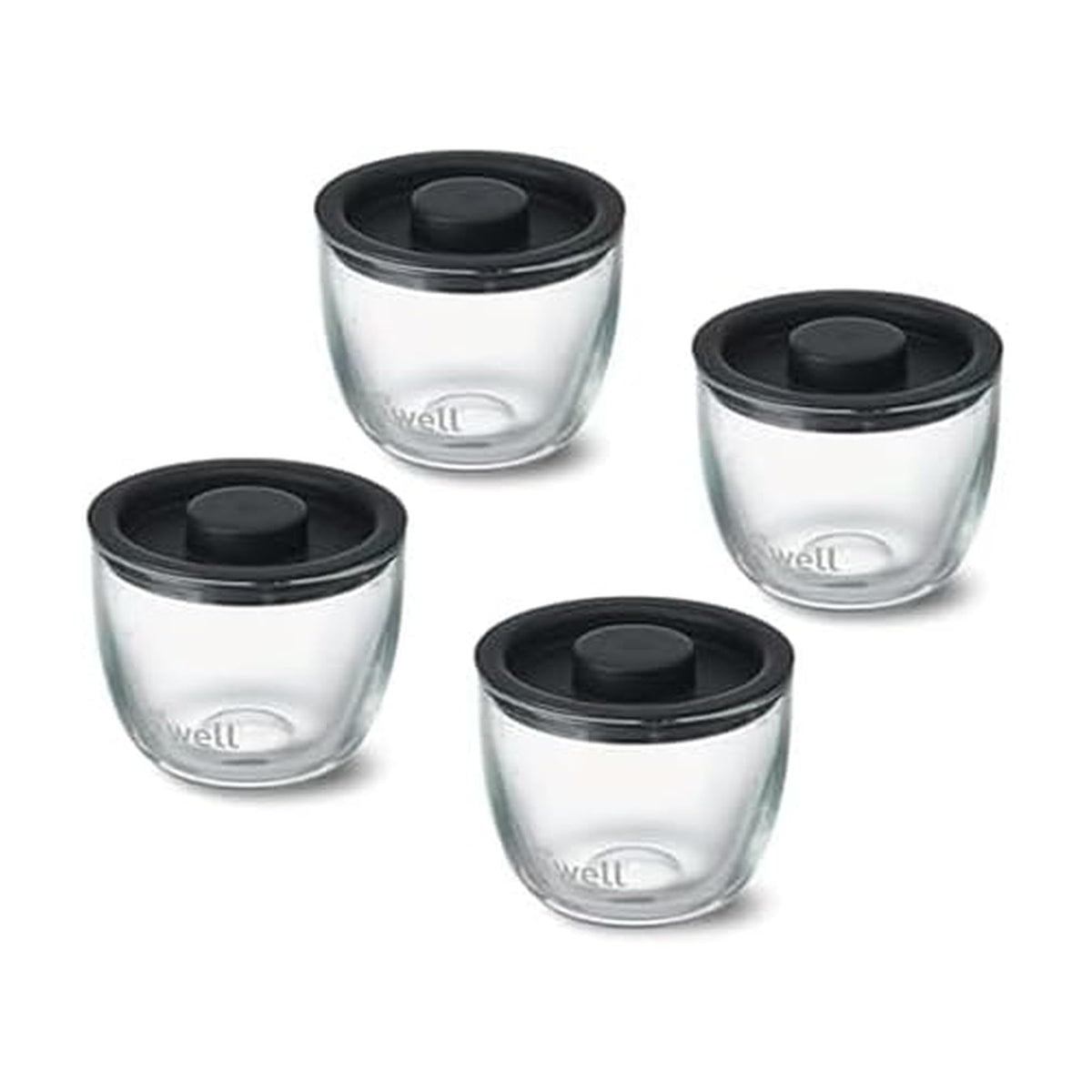 S'well 12oz Glass Prep Bowl Set of 4 for Easy Meal Prep, Black, Durable Tempered Glass, Nesting Design Compatible with 21.5oz S'well Eats Containers