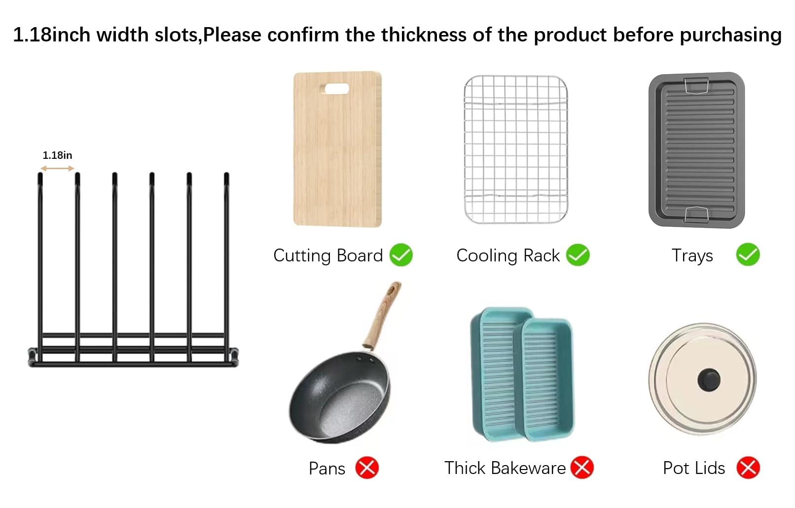 QSYZanZan Cutting Board Organizer(1 Pc),Kitchen Cabinet Dividers for baking sheets,Bakeware Holder with 5 Slots,Space Saving,for used to Baking Tray and Chopping Storage