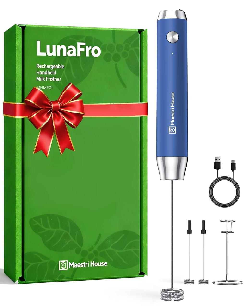 Maestri House LunaFro Max Rechargeable Milk Frother,Stepless Speed Control