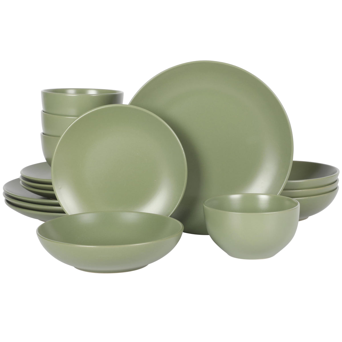 Gibson Home Rockaway 12-Piece Round Stoneware Dinnerware Set, Service for 4 – Cream Plates and Bowls, Modern Matte Finish, Microwave & Dishwasher Safe
