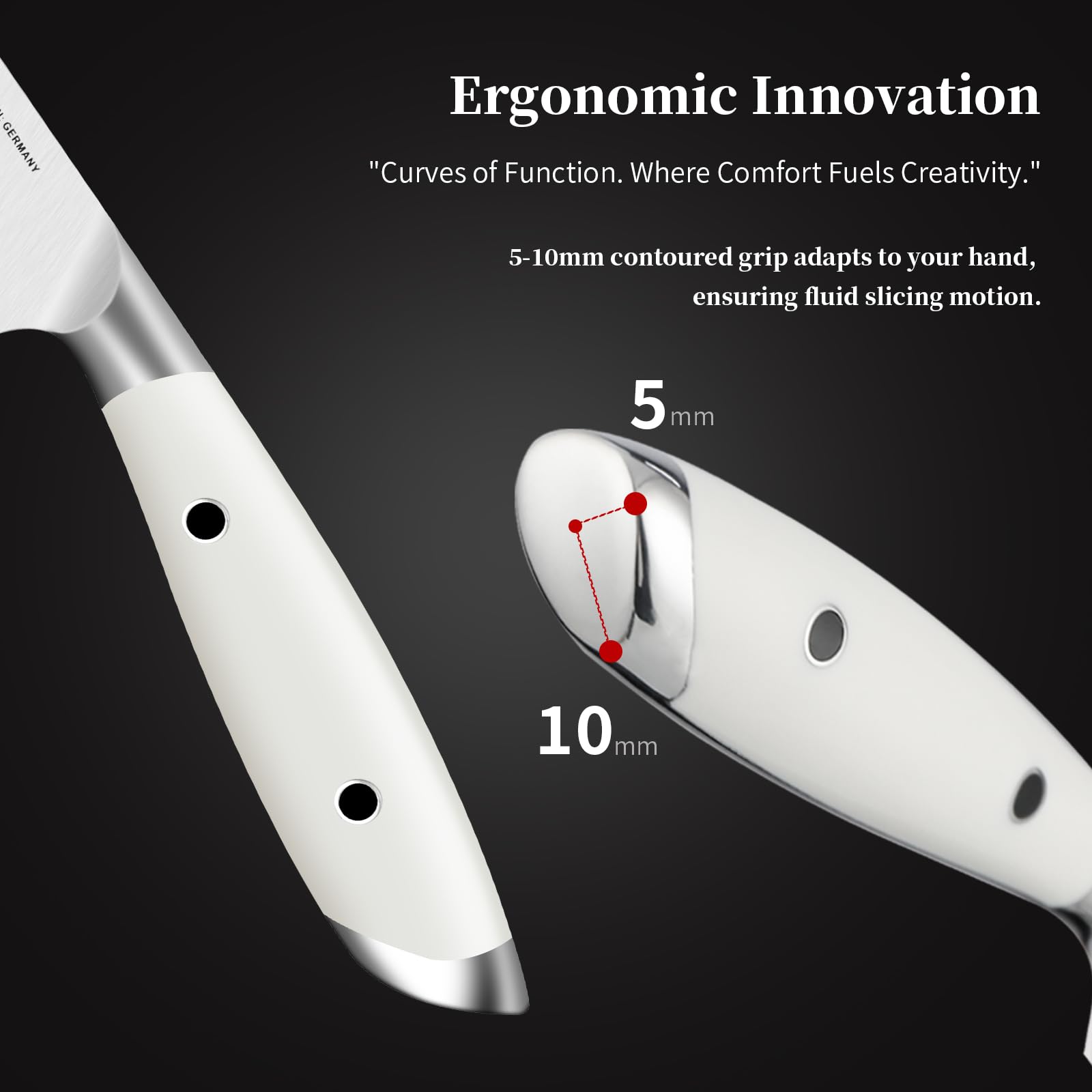 5 inch Paring Knife, German Stainless Steel, Ivory White Handle