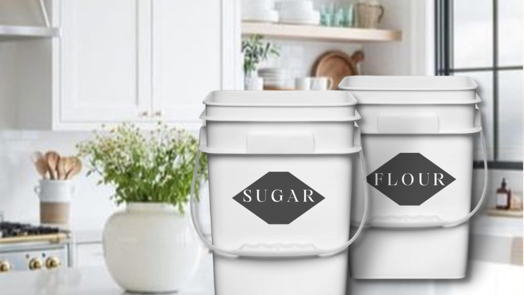 House Naturals 4 Gallon Square Food Grade Bucket Pail with Plastic Handles and Lid (Pack of 3) Made in USA containers (White)