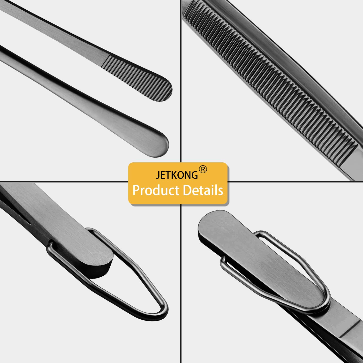 JETKONG 3 Pcs Extra Long Kitchen Tweezers 9 12 14 Inch Heavy Duty Stainless Steel Cooking Tweezers (Round Tips, Black)