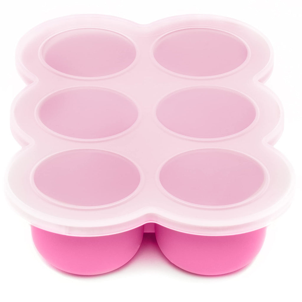 WeeSprout Silicone Freezer Tray with Clip on Lid Perfect Food Storage Container for Homemade Baby Food, Vegetable, Fruit Purees, and Breast Milk (Bright Blue, Six 3 Ounce Sections)