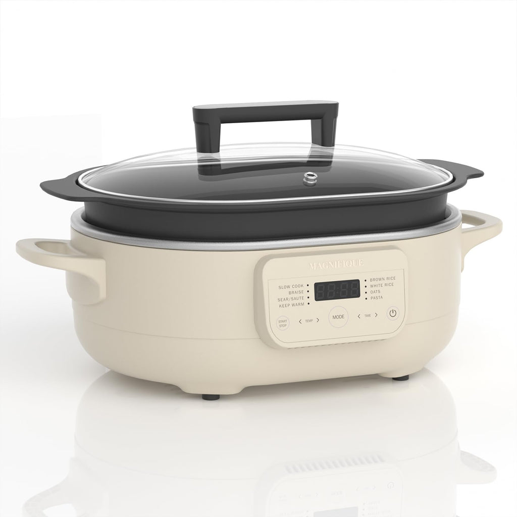 MAGNIFIQUE 6 Quart Multi-Cooker with 8-in-1 Casserole Programmable Slow Cooker, Dutch Oven, Pasta, Nonstick, Oven Safe Pot to 500°F Oatmeal