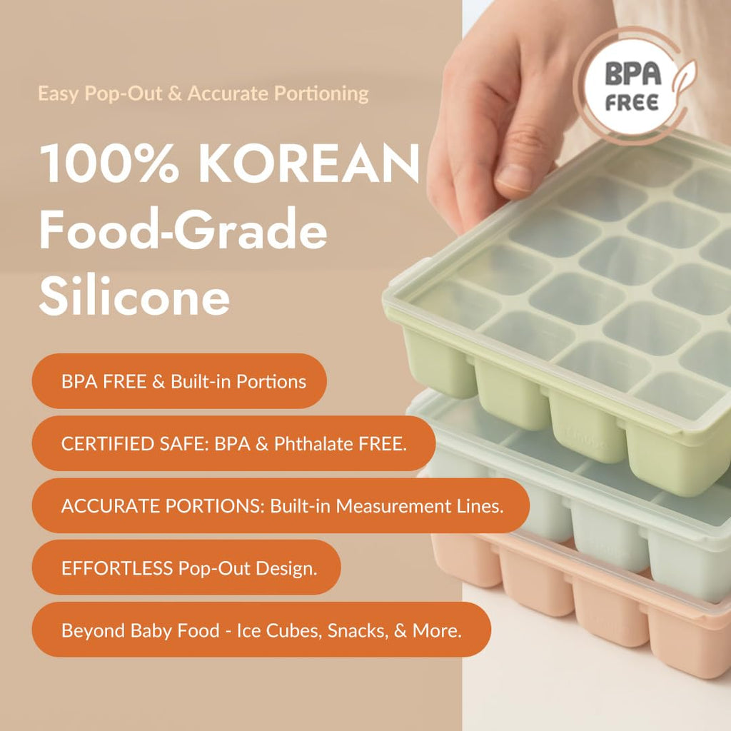 PETINUBE Baby Food Storage Silicone Cubes, Sand Beige, 20 Cubes 0.8oz