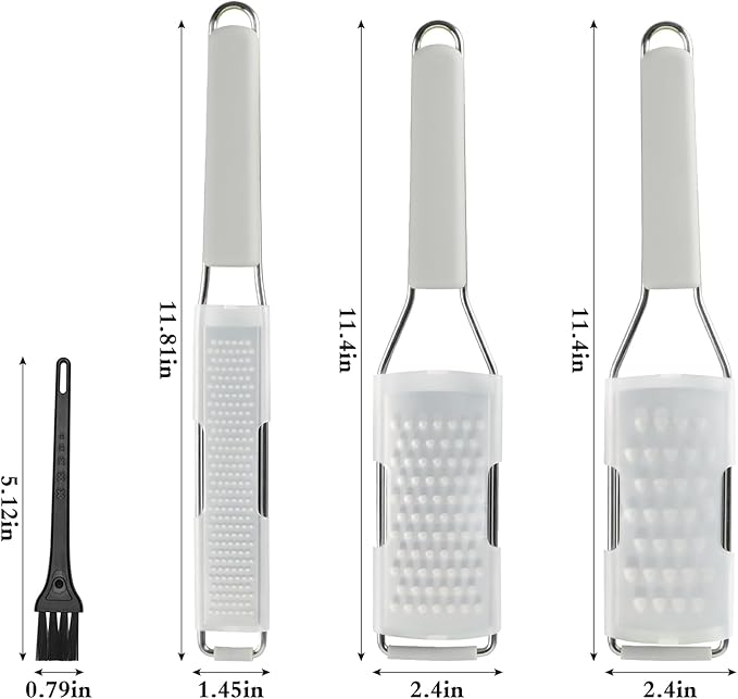 Cambom Lemon Zester Grater Three-piece Suit - Heavy Duty Kitchen Tool for Parmesan Cheese, Ginger, Garlic, Nutmeg, Chocolate, Vegetables，Fruits，Stainless Steel Grater Dishwasher Safe Clear