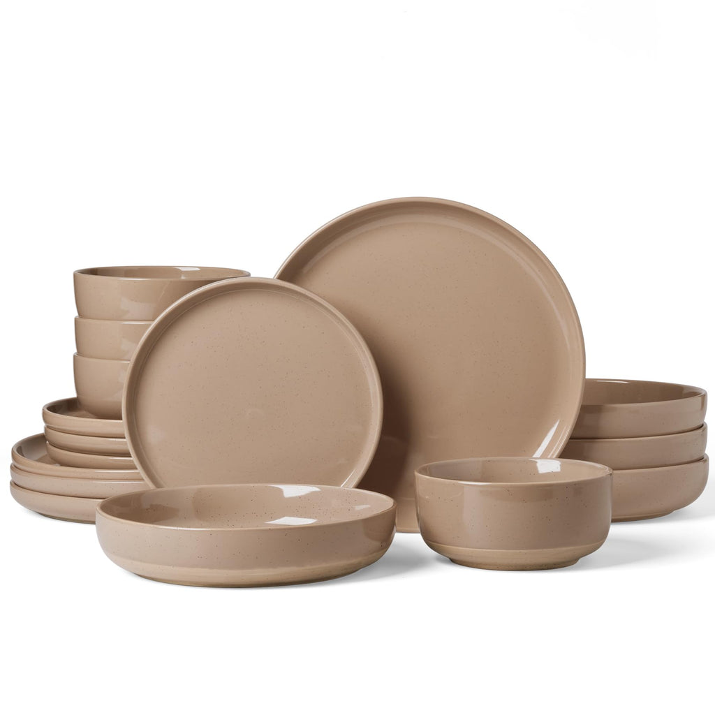 Famiware Milkyway 16-Piece Dinnerware Set with Mugs, Dark Gray