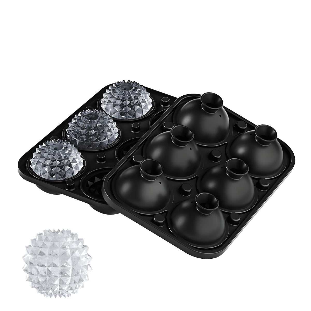 Samuelworld Large Ice Ball Maker with Lid, 12 x 2.5 Inch Ice Balls - Food Grade, Easy To Fill Round Silicone Ice Tray, Perfect Spheres Craft Ice Maker for Whiskey, Cocktails, Gifting - Grey
