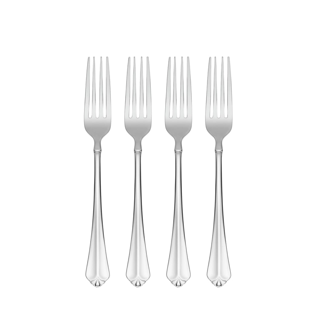 Oneida Silverware Set, Juilliard Fine Flatware 4-Piece Dinner Forks Set, Service For 4, 18/10 Stainless Steel, Rust Resistant, Dishwasher Safe, Home And Kitchen Utensils (Silver, 4 Piece)