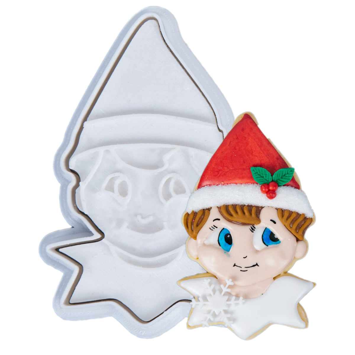 Flycalf Christmas Cookie Cutters Nutcracker Shapes with 3D Stamper Fall Holiday PLA Baking Accessories Cutter Molds Gifts for Kids Decorative Party 3.5" Kitchen Cake Supplies