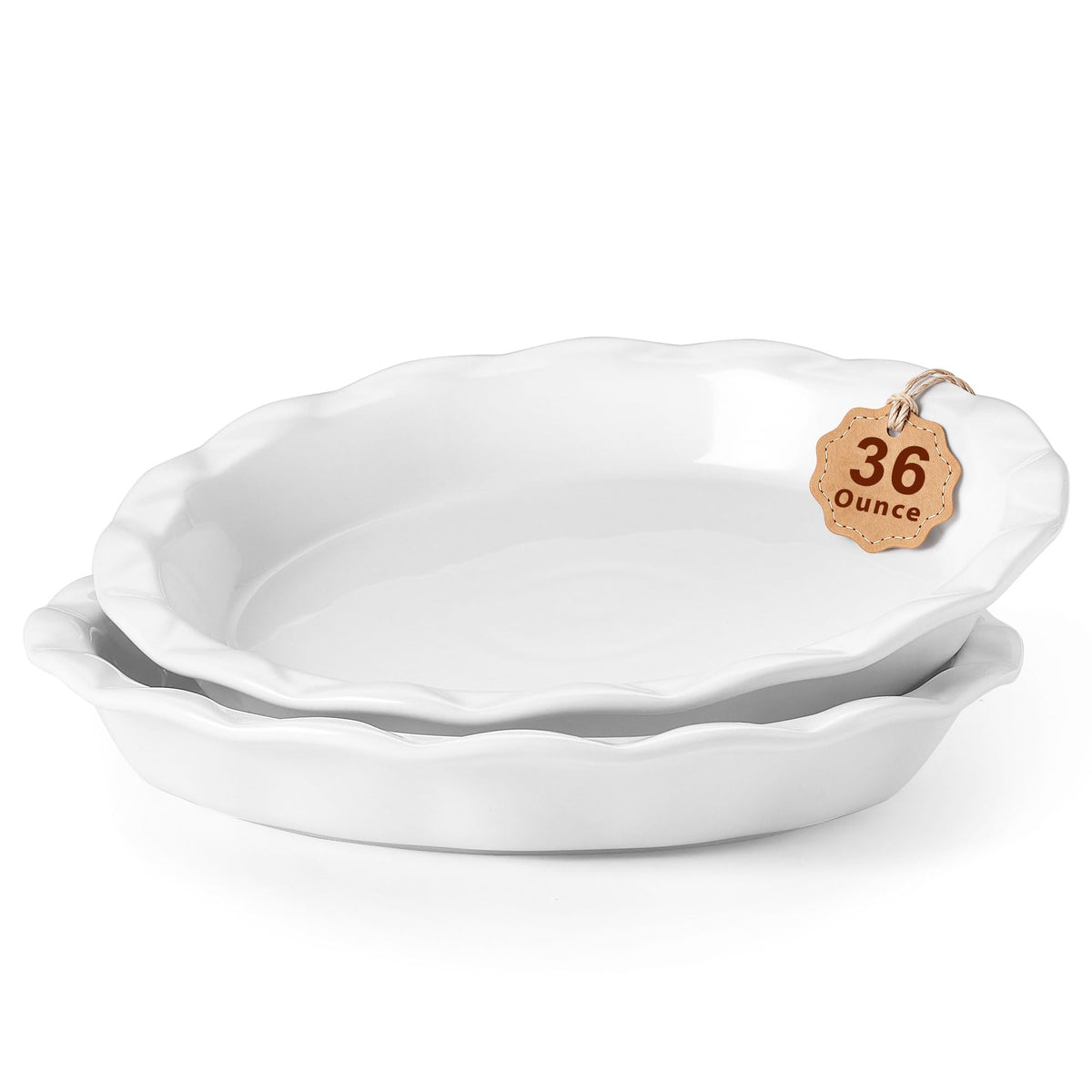 Lareina 53oz, Deep Dish Pie Pan, 9 Inch, Ceramic, Red, Set of 2