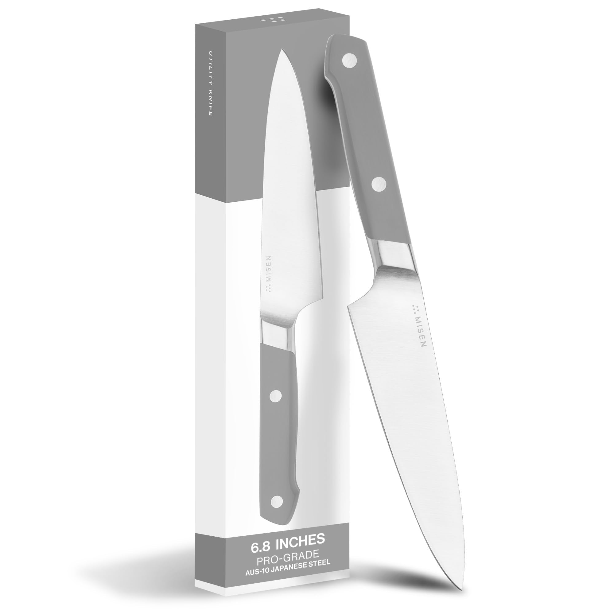 Misen 6.8" Chef Knife – High Carbon Japanese AUS-10 Stainless Steel – Hybrid German & Japanese Blade – Precision Kitchen Knife for Professionals & Home Cooks – Ultimate Cutting Performance - Gray