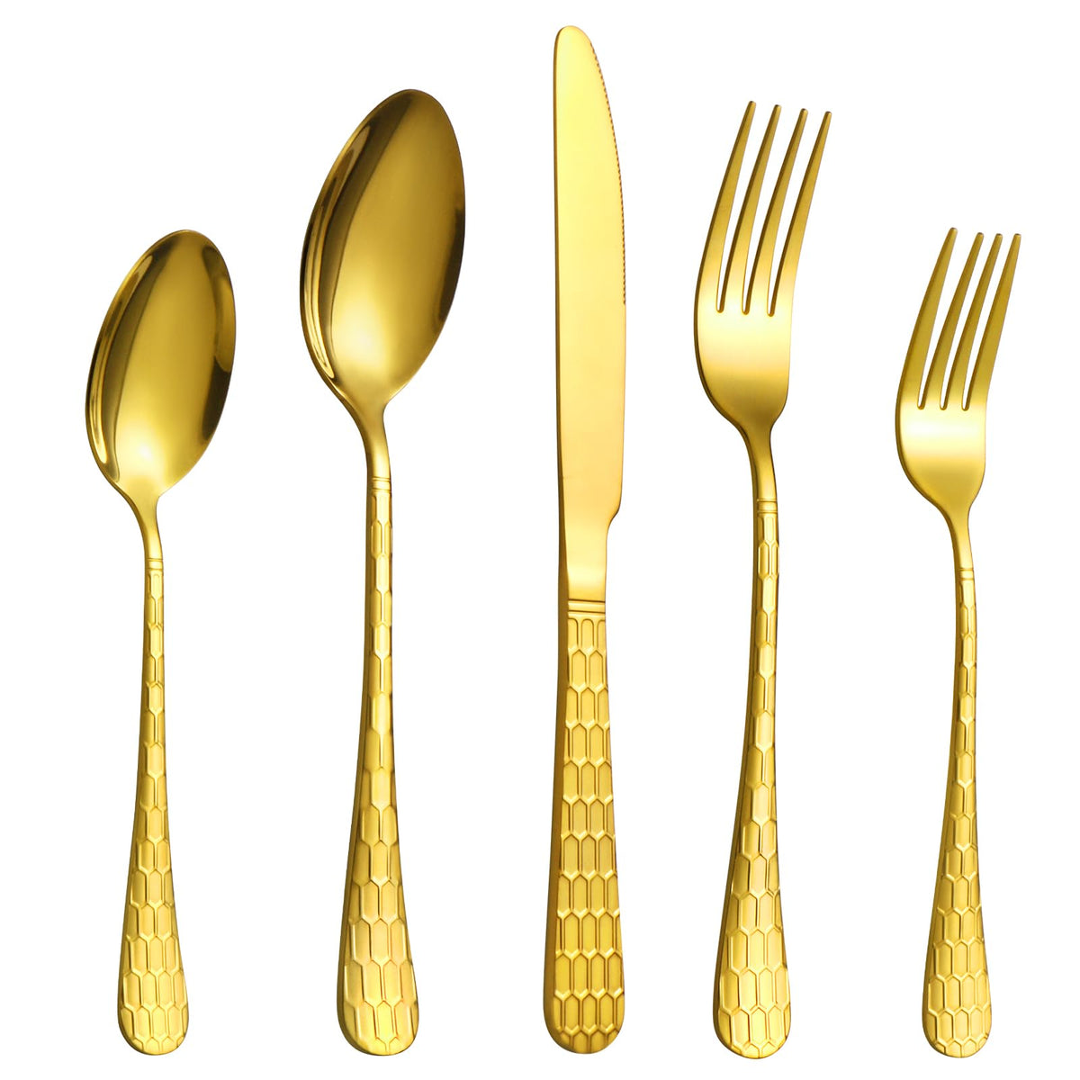 Gold Silverware Set,50-Piece Stainless Steel Flatware Set for 10