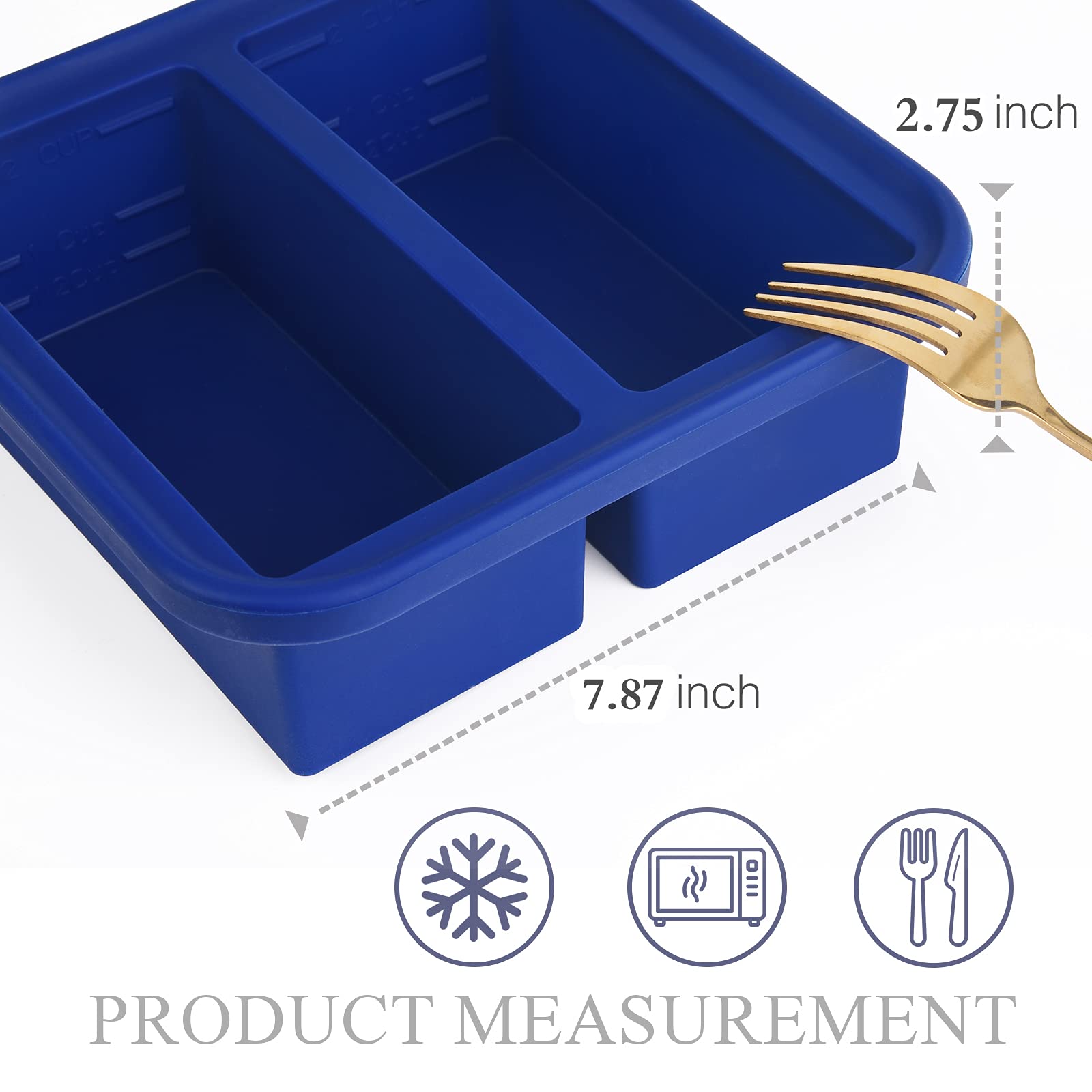 Kinggrand Kitchen 2 Cup Silicone Freezer Molds 2 Pack Silicone Freezer Tray with Lid Make 4 Perfect 2-Cup Portions - Easy Release Molds for Food Storage & Freeze Soup, Broth, Stew or Sauce