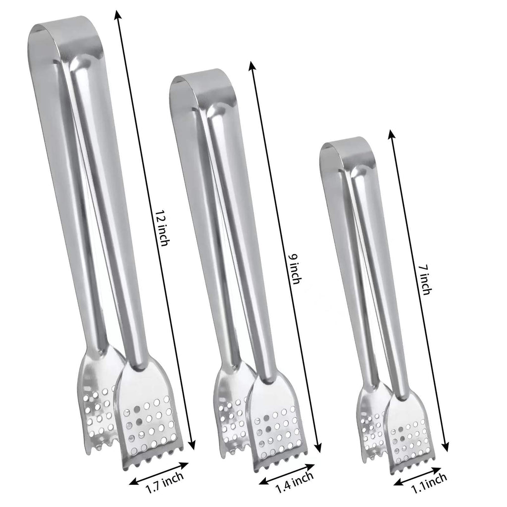 TCOIN 8 Pack 7-Inch Stainless Steel Serving Tongs, Mini Buffet Tongs for Appetizers, Desserts, Salad Bar, Ice, Sugar and Candy