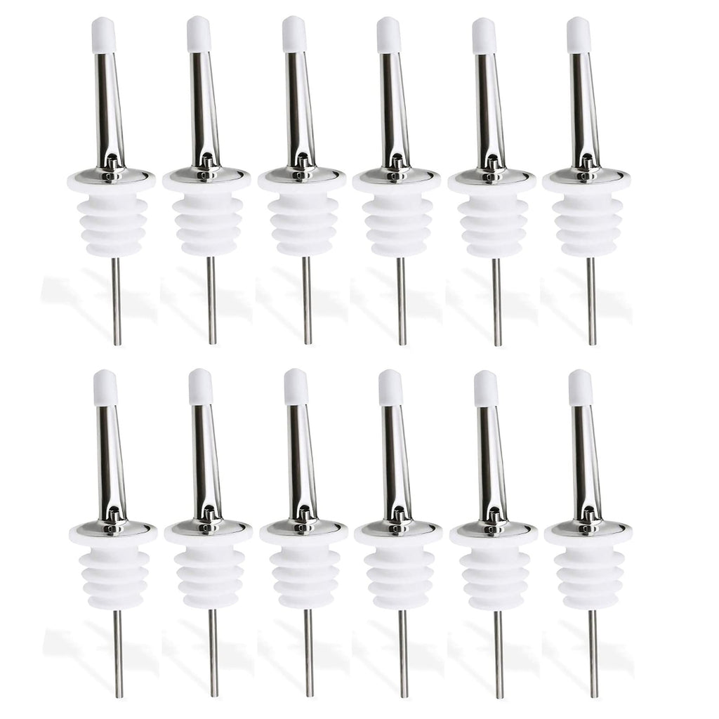 12 Pack Liquor Pour Spouts Set - Stainless Steel bottle spout and Liquor Pourers Dust Caps Covers