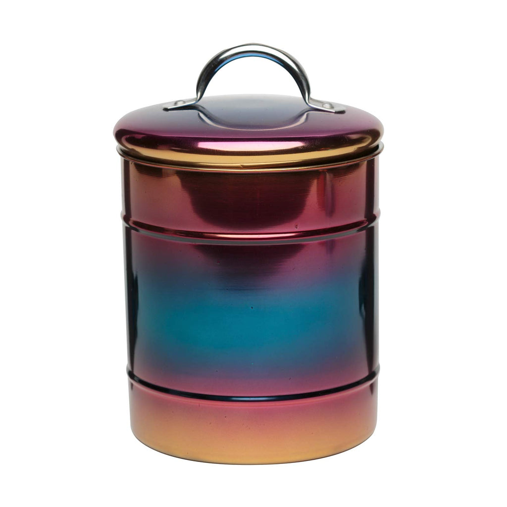 Amici Home Rainbow Metal Storage Canister | Dry Food Storage Container | Airtight Lid | 64 Ounce Capacity | Modern Home Décor | Decorative Metal Canister for Kitchen Countertop (Large)