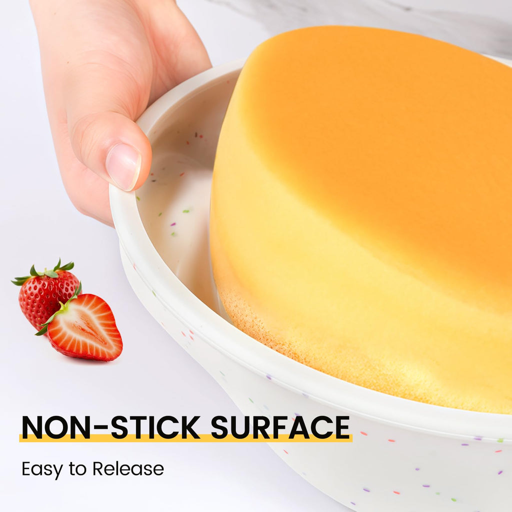 Vinino 8 Inch Silicone Round Cake Pan, Set of 2