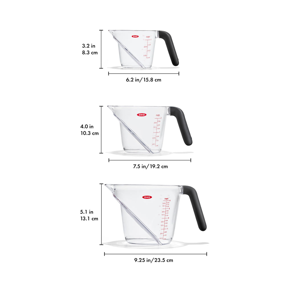 OXO Good Grips Angled Measuring Cups with Markings, Multi Size 3-Piece Set