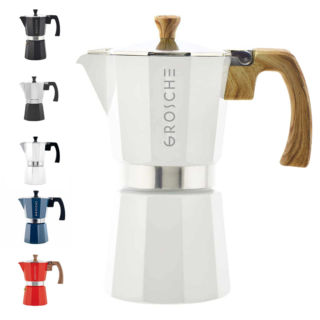 GROSCHE Milano Stovetop Espresso Maker Moka Pot 6 espresso Cup, 9.3 oz Blue