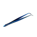 O'Creme Curved Tweezers Fine-Point Stainless Steel 6.25 Inch Blue