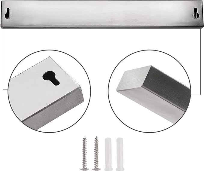 8 Inch Magnetic Knife Holder for Wall No Drill - Upgraded Stainless Steel Magnetic Knife Strip with 3M Type, Magnet Knife Strip Bar Rack for Kitchen Utensil & Tool Storage, Art Supply Essentials