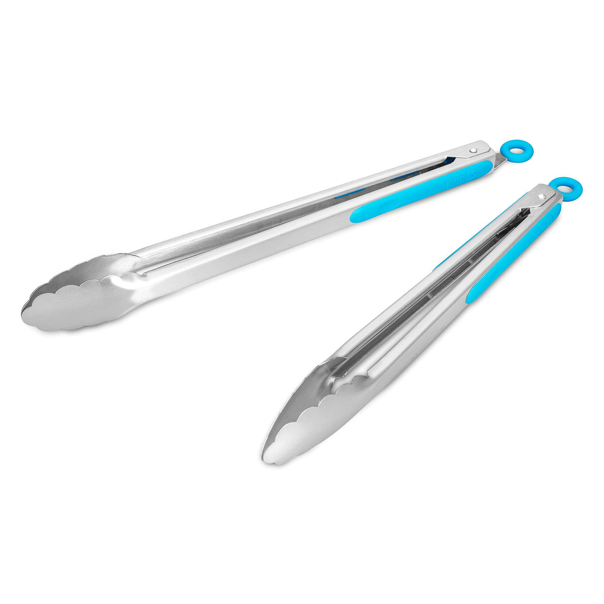 304 Stainless Steel Kitchen Cooking Tongs, 14 & 16", Set of 2, Aqua Sky