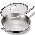 DELARLO 14" Stainless Steel Pan, 18/10 Frying Pan, Oven Safe Up to 600°F, Nontoxic Cookware, Compatible with All Cooktops Skillet, Durable, Fast Even Heat Fry Pan, Large 14.2 Inch Frying Pan