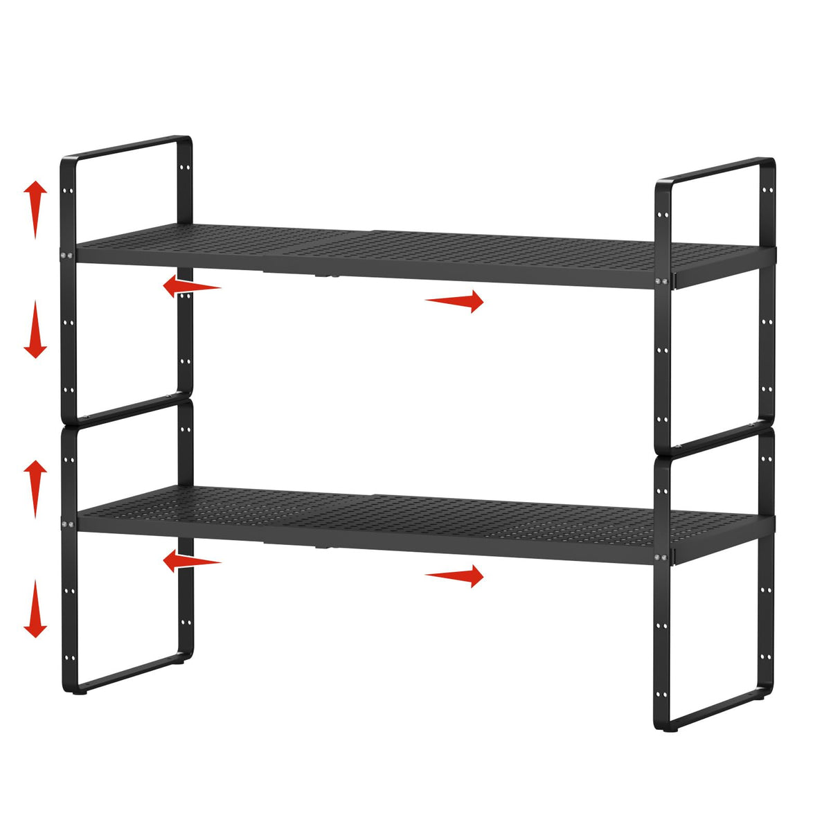 jkxoo 2Pcs Expandable Cabinet Shelf Organizers, 16.5"~27''L, White