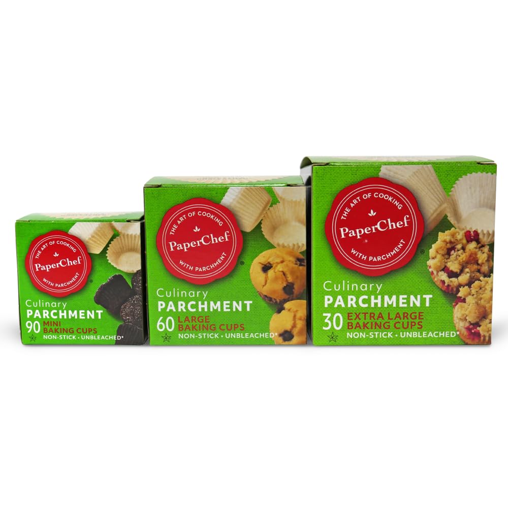 PaperChef Variety Pack Parchment Cups XL, Large, Mini, Nonstick 3 Pack