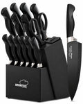 Amorston Knife Set 15 Piece Kitchen Knife Set with Block