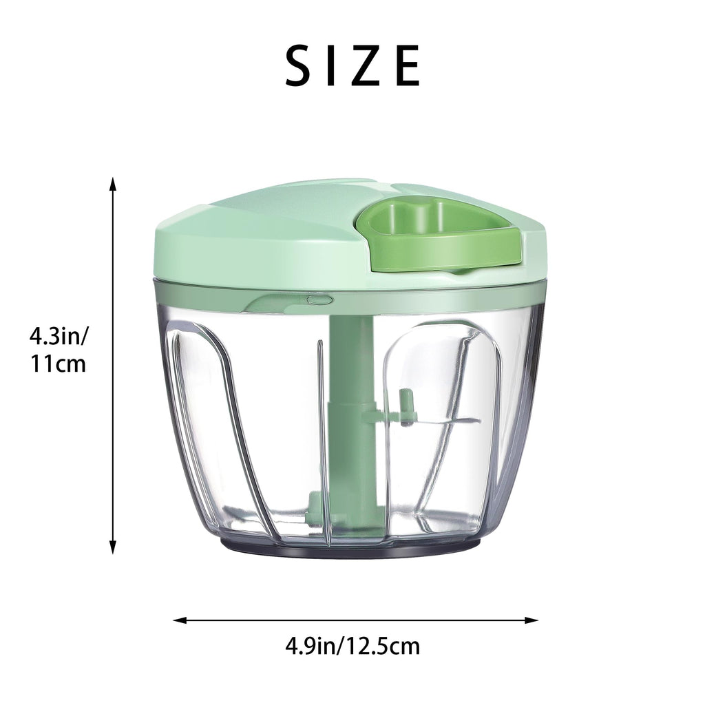 Ourokhome Manual Food Processor Vegetable Chopper, Portable Hand Pull String Garlic Mincer Onion Cutter for Veggies, Ginger, Fruits, Nuts, Herbs, etc., 650ml, Green
