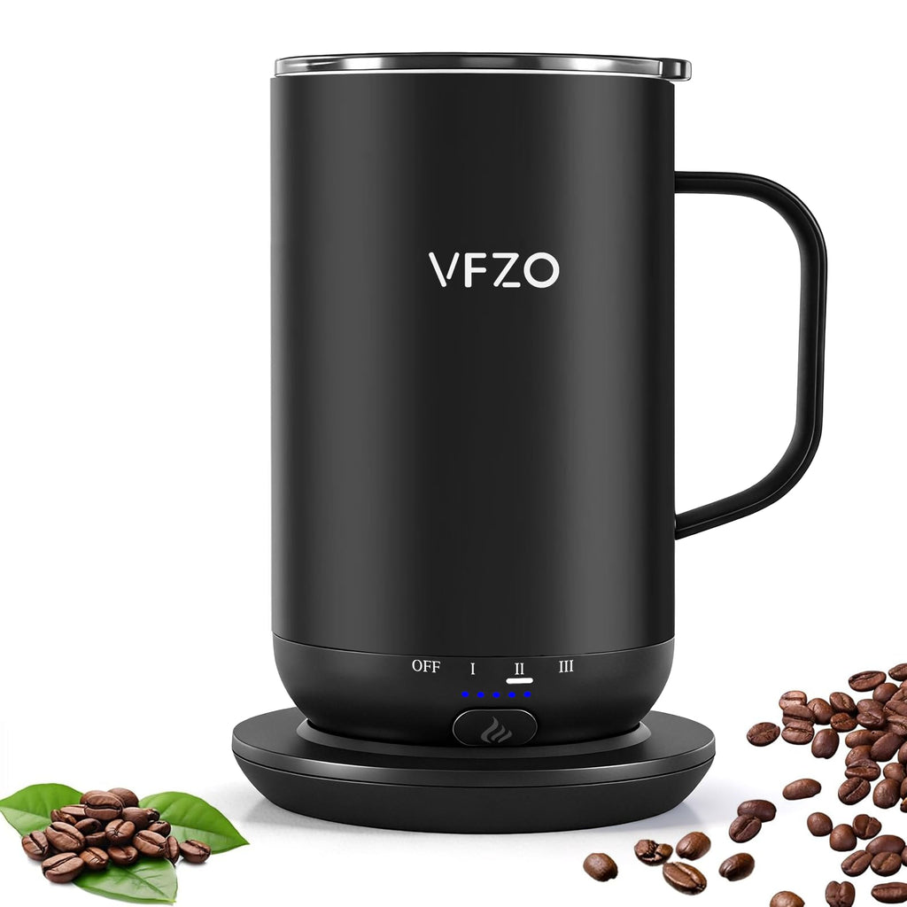 VFZO Self Heating Coffee Mug,High-Capacity- 18 oz, 180 Min Battery Life, Smart Heated Coffee Mug，Smart Mug, Simple Temperature Control Operation (wine red)
