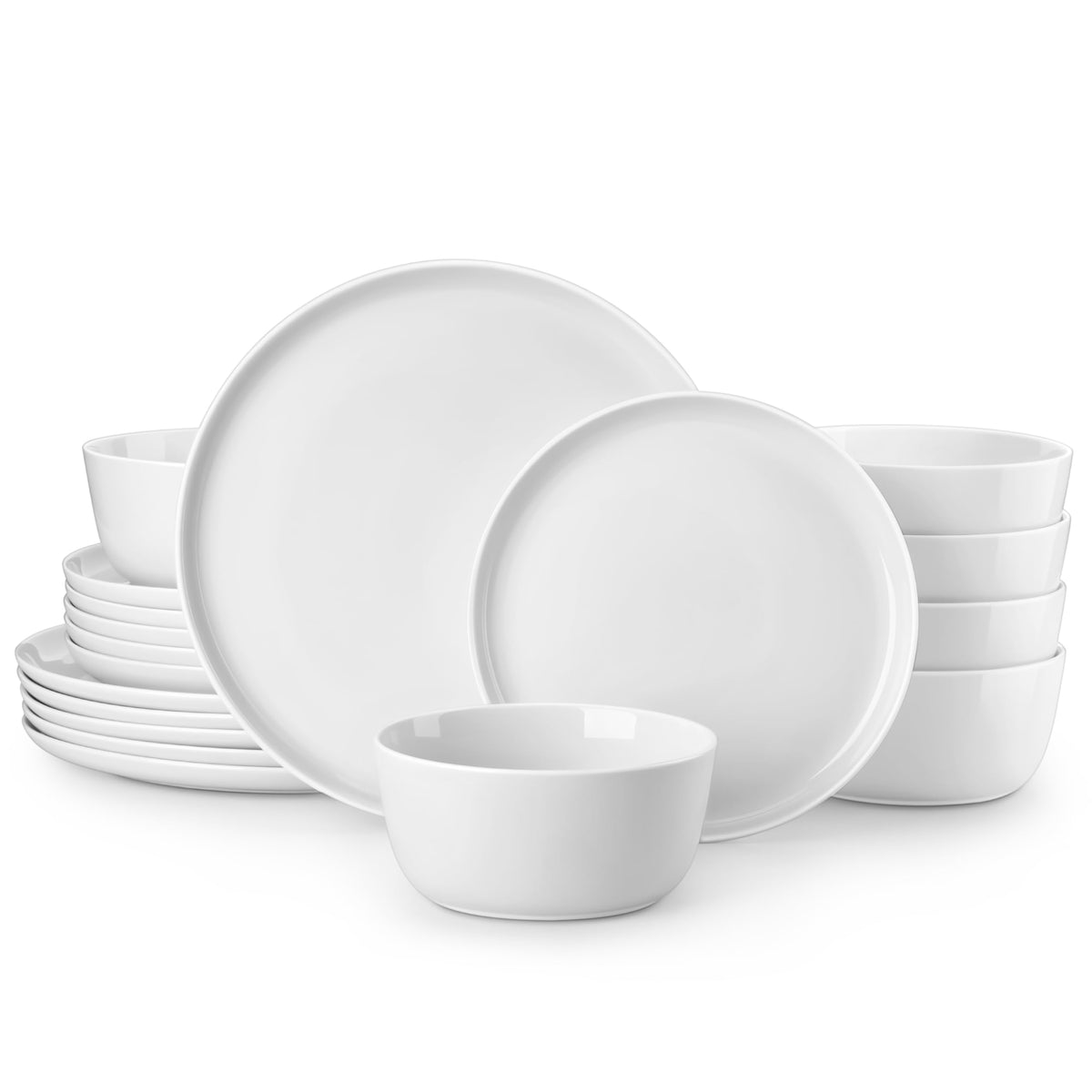 MALACASA 24-Piece Dinnerware Set for 8, White Black-Rim Porcelain Dishes