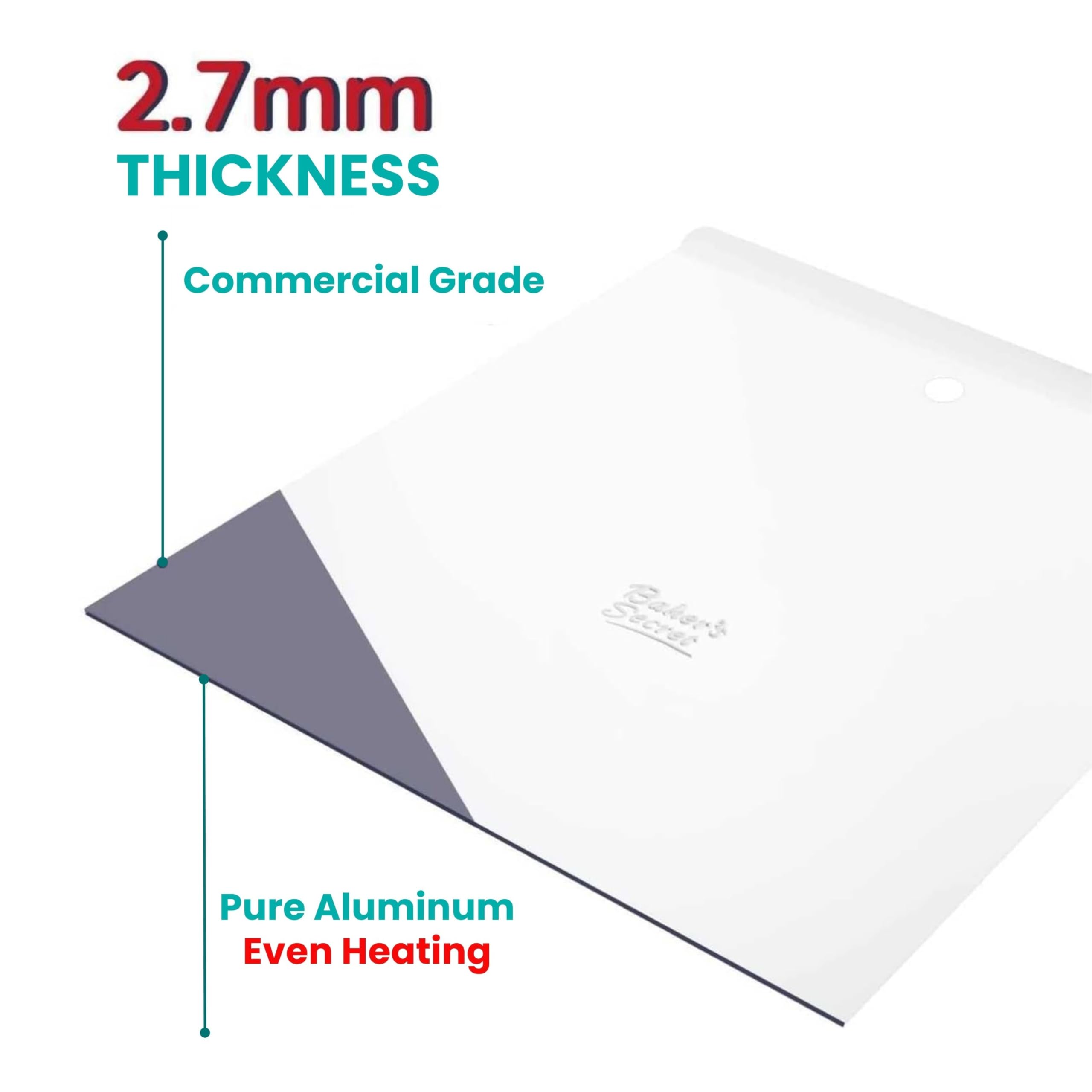 Commercial Quality Baking Sheet Pan Set, Pure Aluminum, Wrap Resistant, Large Flat Cookie Sheet 18" x 14", 100% Recycled Flat Baking Sheet Commercial Grade - The Natural Aluminum Collection