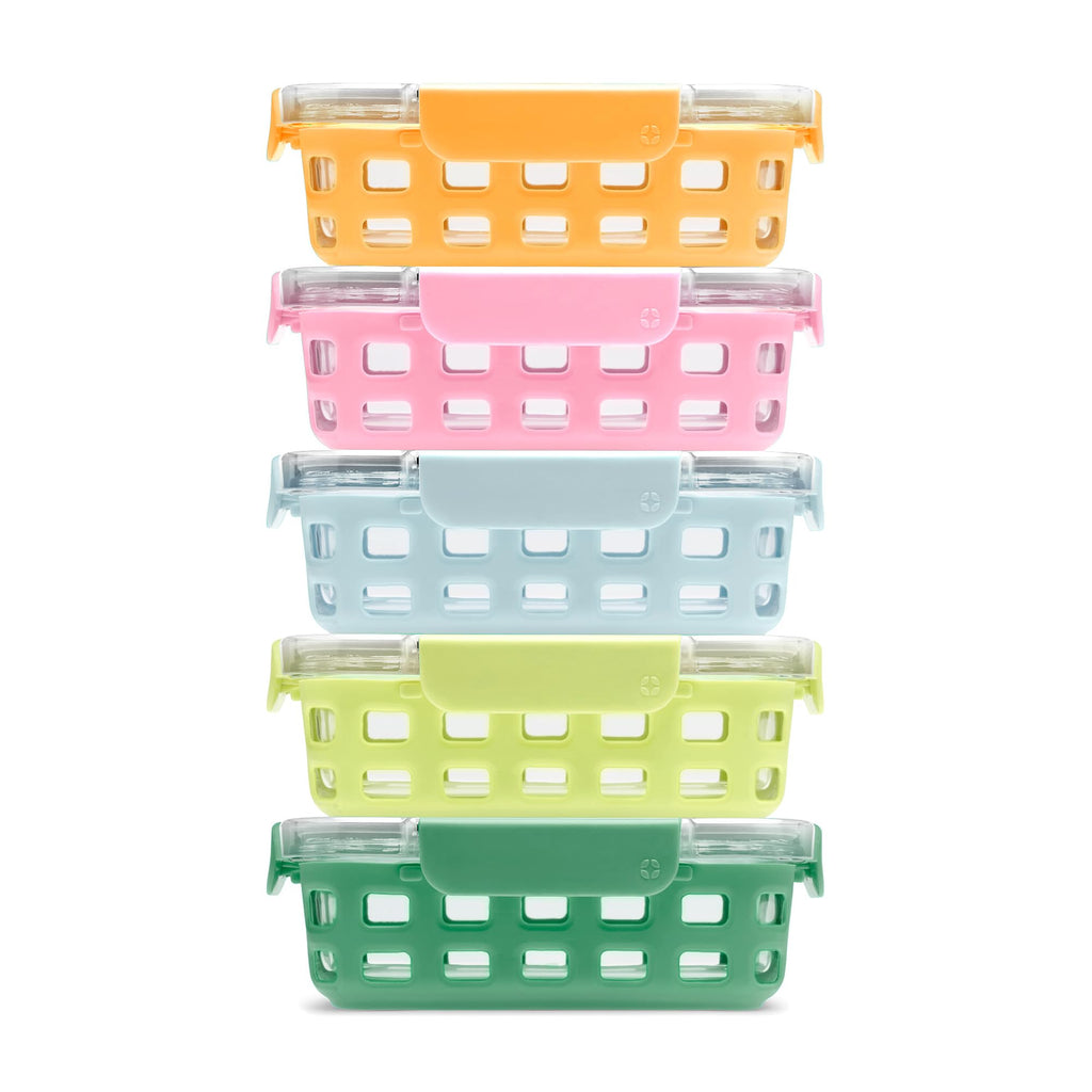 Ello Duraglass 3.4 Cup Glass Meal Prep Containers, 10 Pc, 5 Pack, Meadow