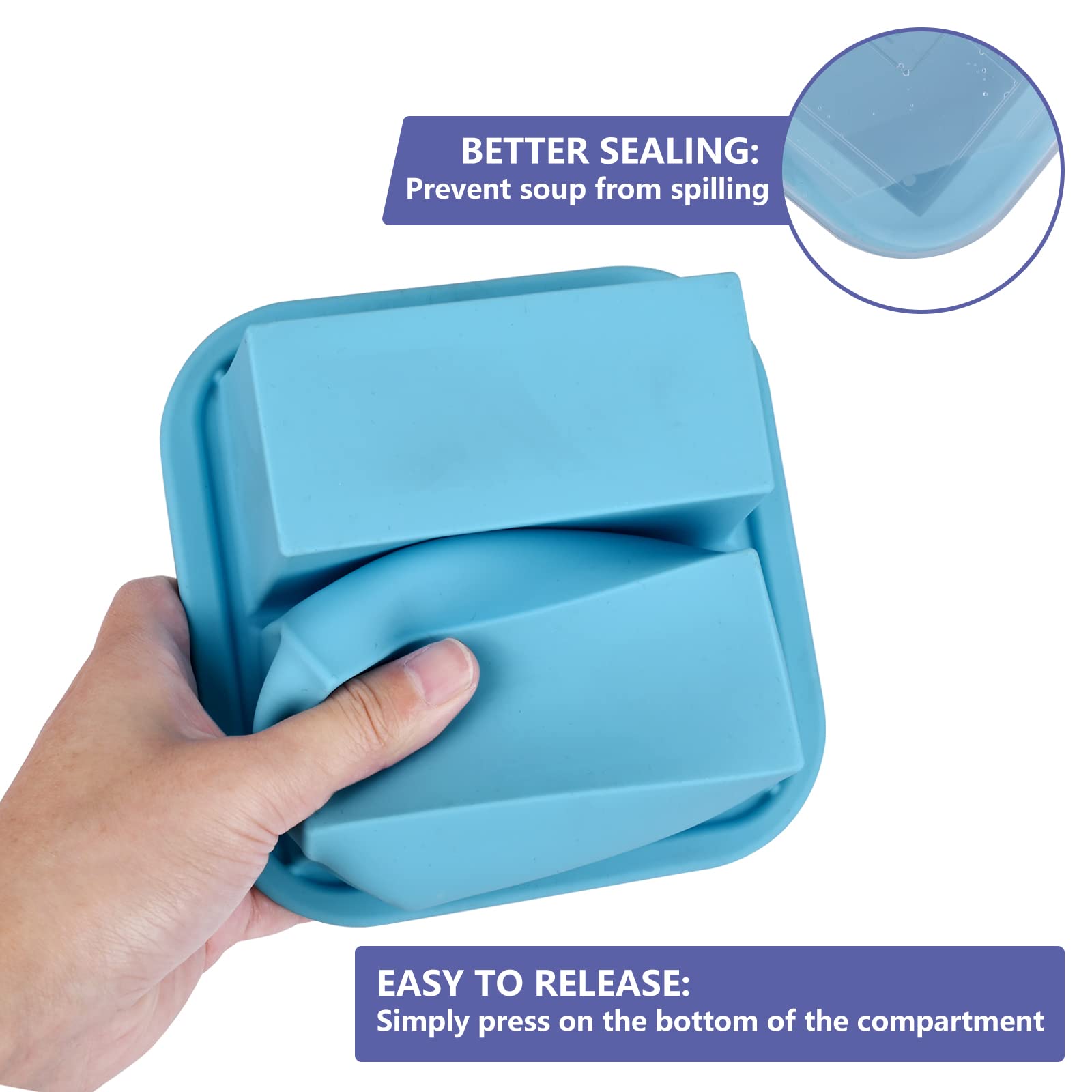 Kinggrand Kitchen 1 Cup Silicone Freezer Molds Silicone Freezer Tray with Lid 4 Pack Soup Freezer Containers Make 8 Soups, Broths, Stews, Sauces, Curries